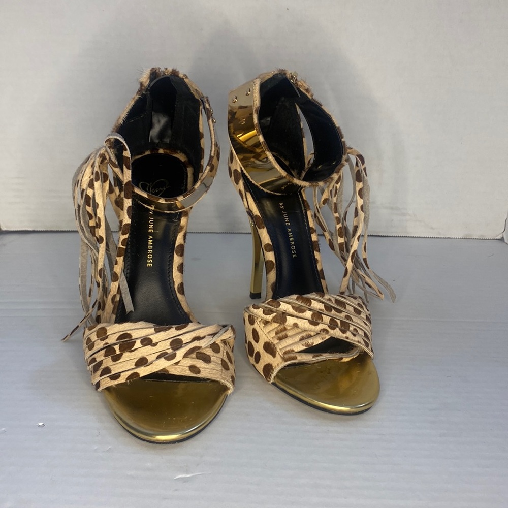 June Ambrose -'Turner' Suede Fringe Sandal